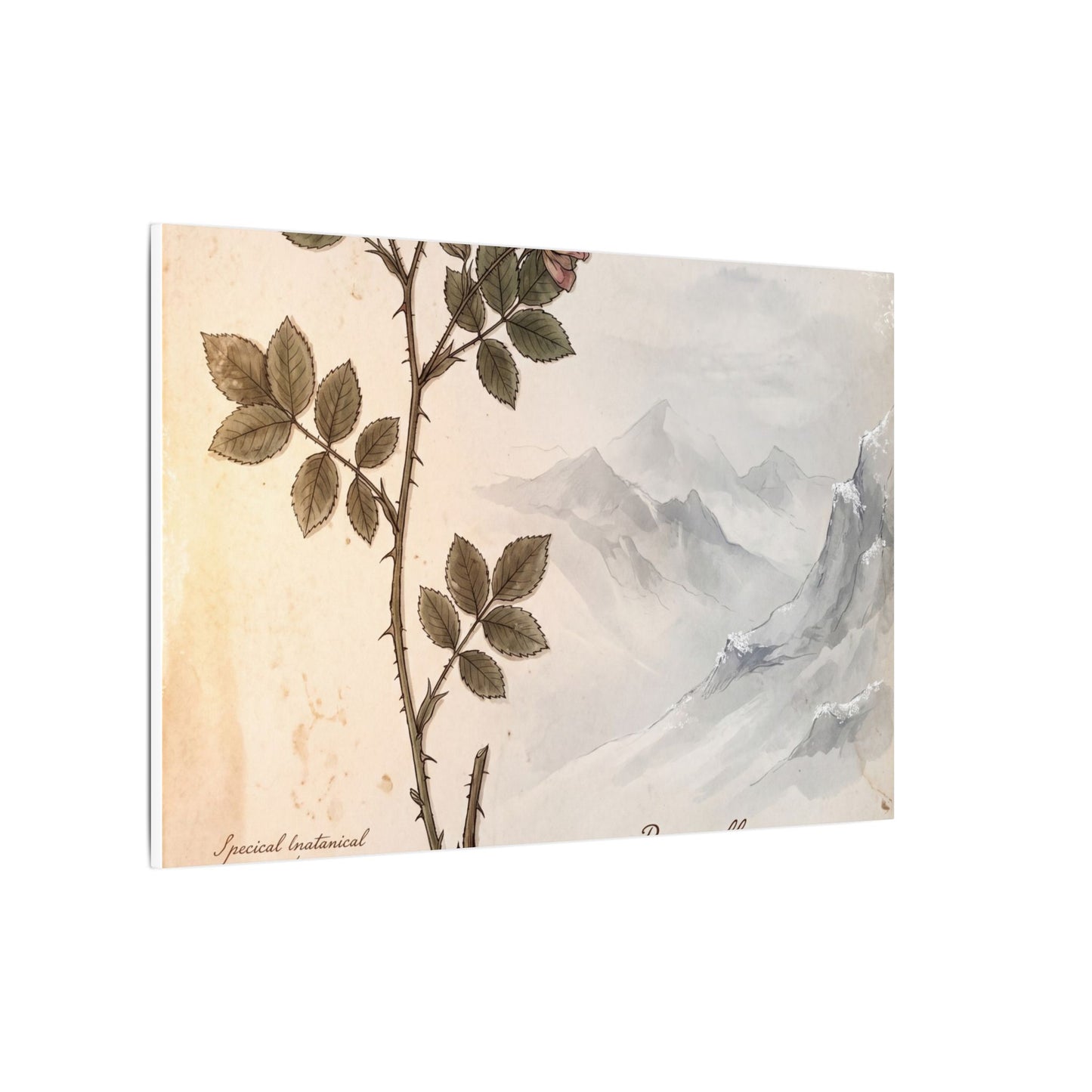 Winter Mountain Mist Herbarium Canvas Art | Earthy Decor