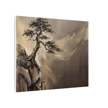 Pine Tree Charcoal Ink Canvas Art | Luxurious Dark Japandi Art