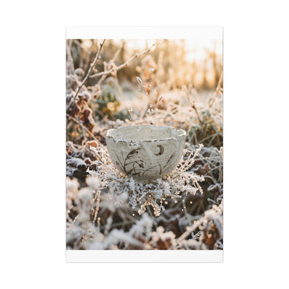 Japandi Ceramic Bowl in Golden Hour | Japanese Pattern Canvas Art
