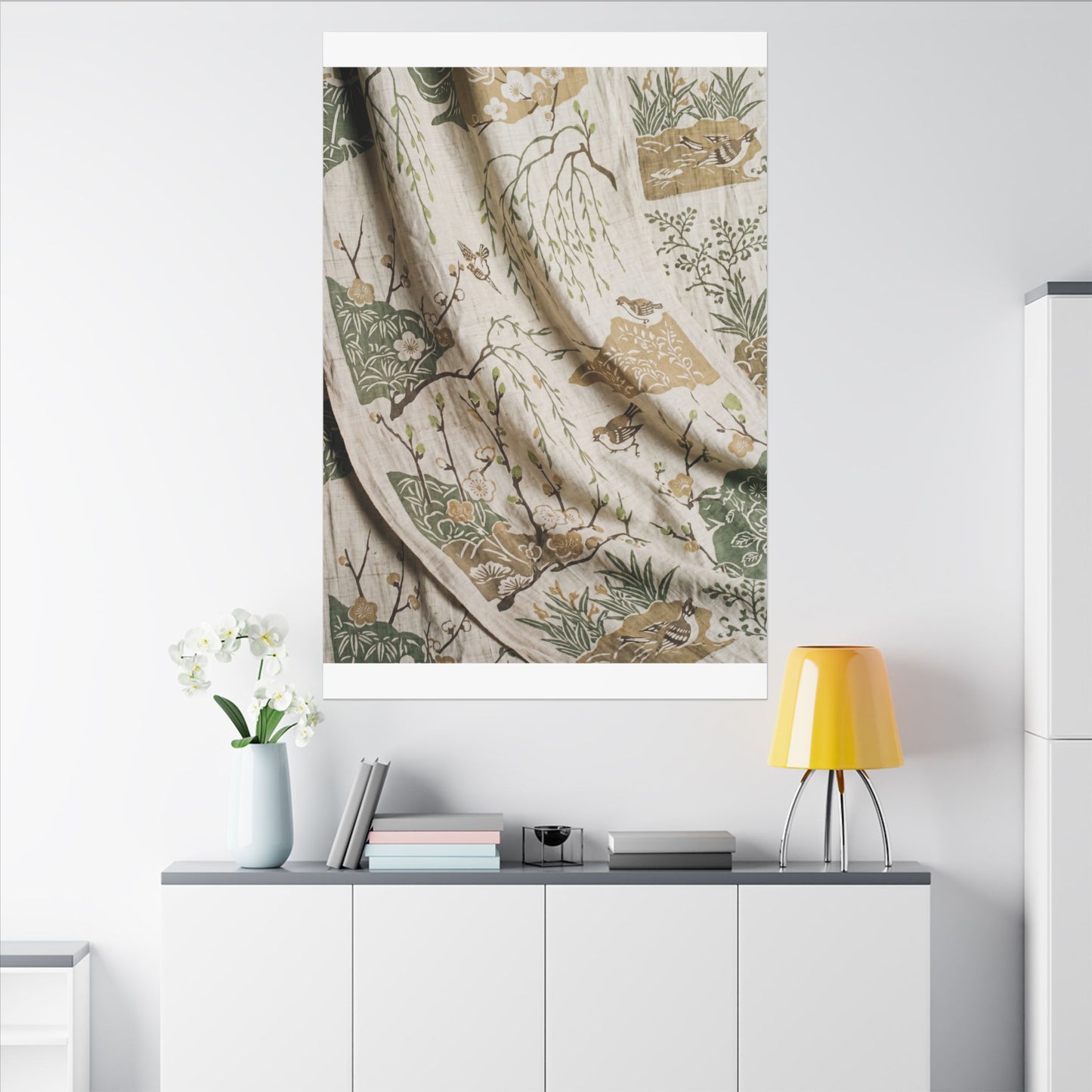 Silk Drape Canvas Art | Spring Japandi Japanese Pattern Art