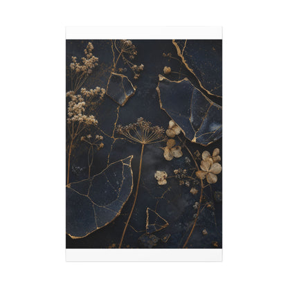 Philosophical Dried Flowers Canvas Art - Broken Beauty Kintsugi