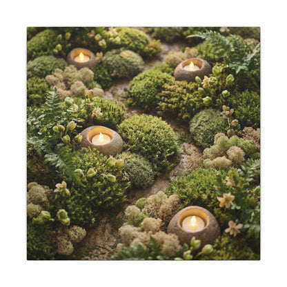 Moss Close Up Japanese Pattern Canvas Art | Neutral Japandi Art