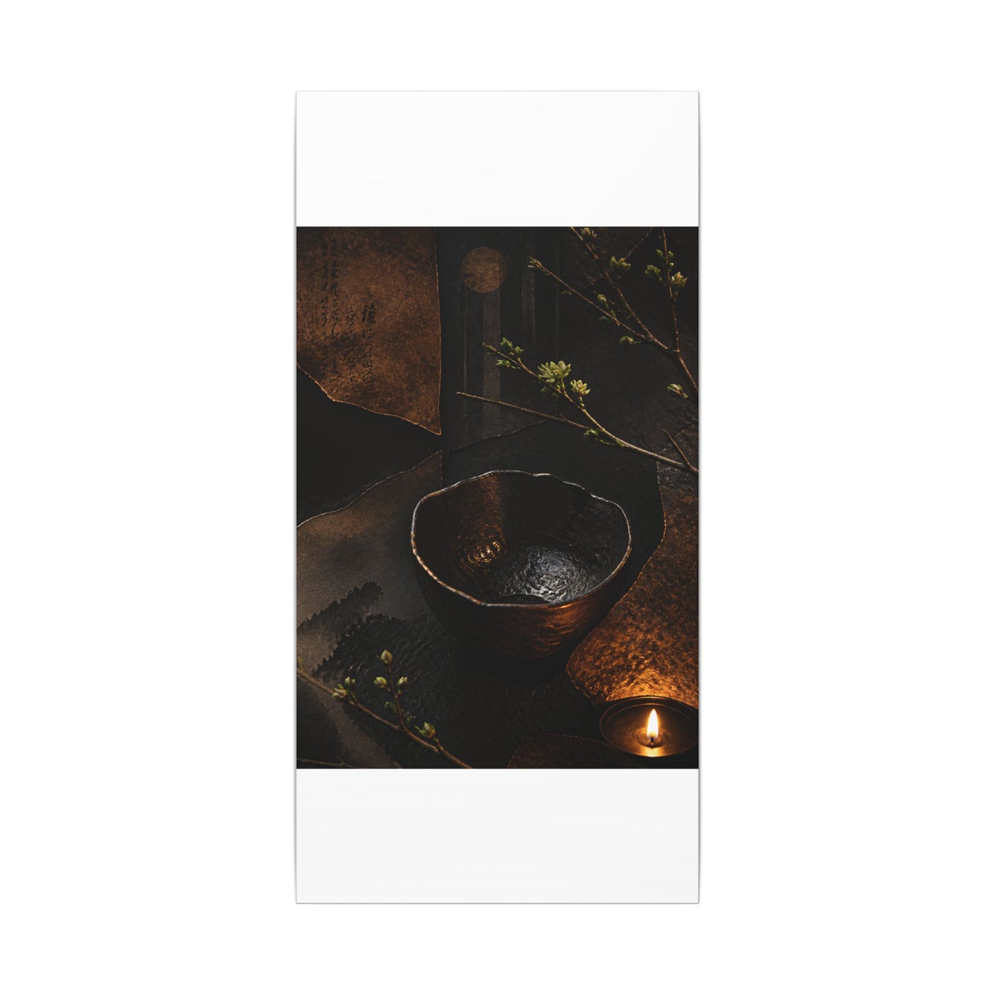 Atmospheric Ceramic Bowl Canvas Art - Shadow Zen Dark Japandi