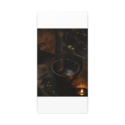 Atmospheric Ceramic Bowl Canvas Art - Shadow Zen Dark Japandi