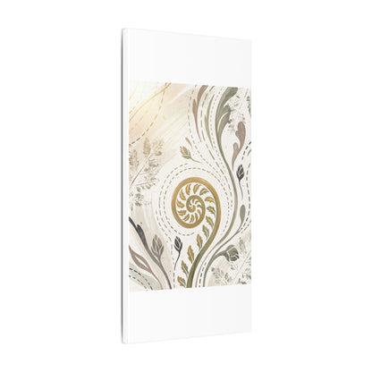 Japandi Fern Unfurling in Golden Hour | Japanese Pattern Canvas Art