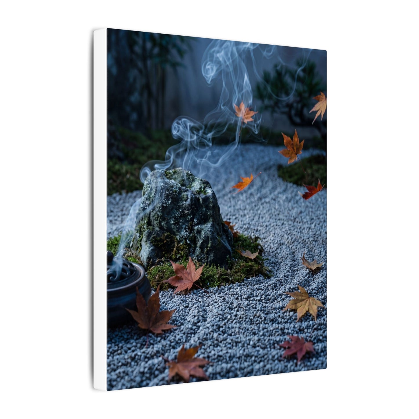 Autumn Incense Smoke Karesansui Canvas Art | Calm Decor