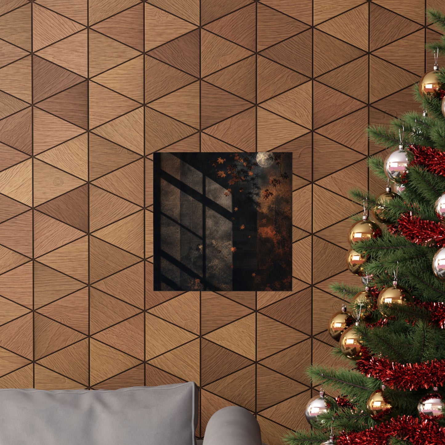 Shadow Play Autumn Wall Art Print | Dark Japandi Luxurious Design