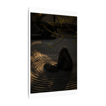 Ma Rock Garden Canvas Art - Dark Japandi Shadow Zen