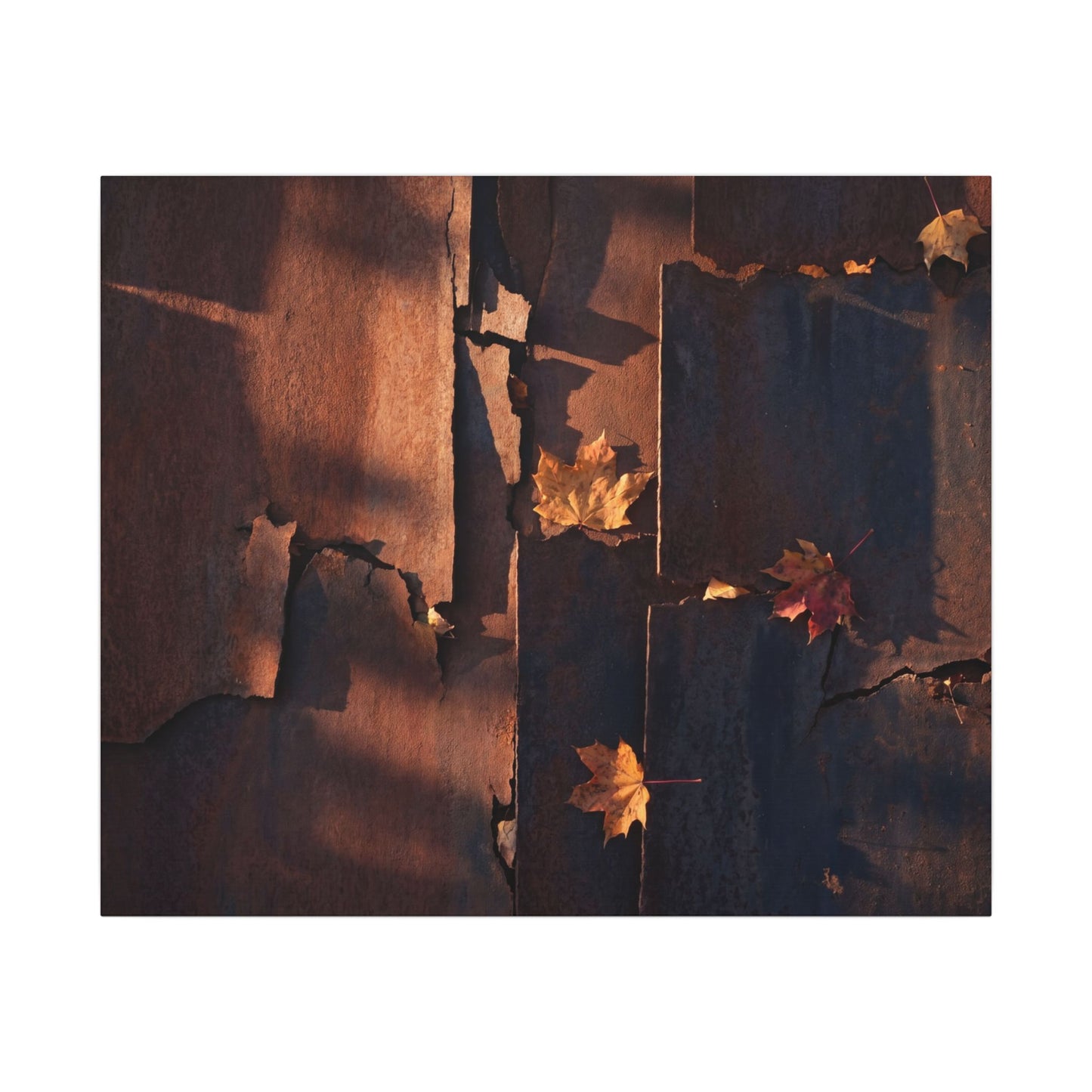 Seijaku Rust Patina Canvas Art - Dark Japandi Shadow Zen