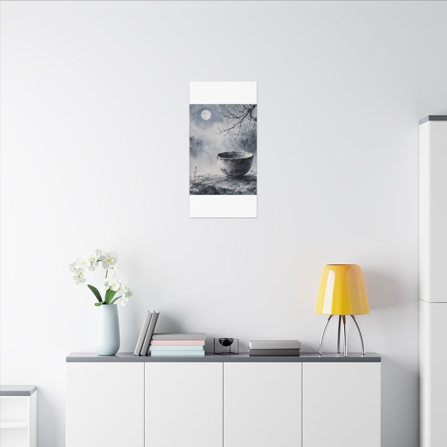 Seijaku Ceramic Bowl Canvas Art - Zen Sumi E