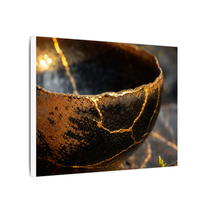 Kintsugi Ceramic Bowl in Golden Hour | Gold Vein Canvas Art