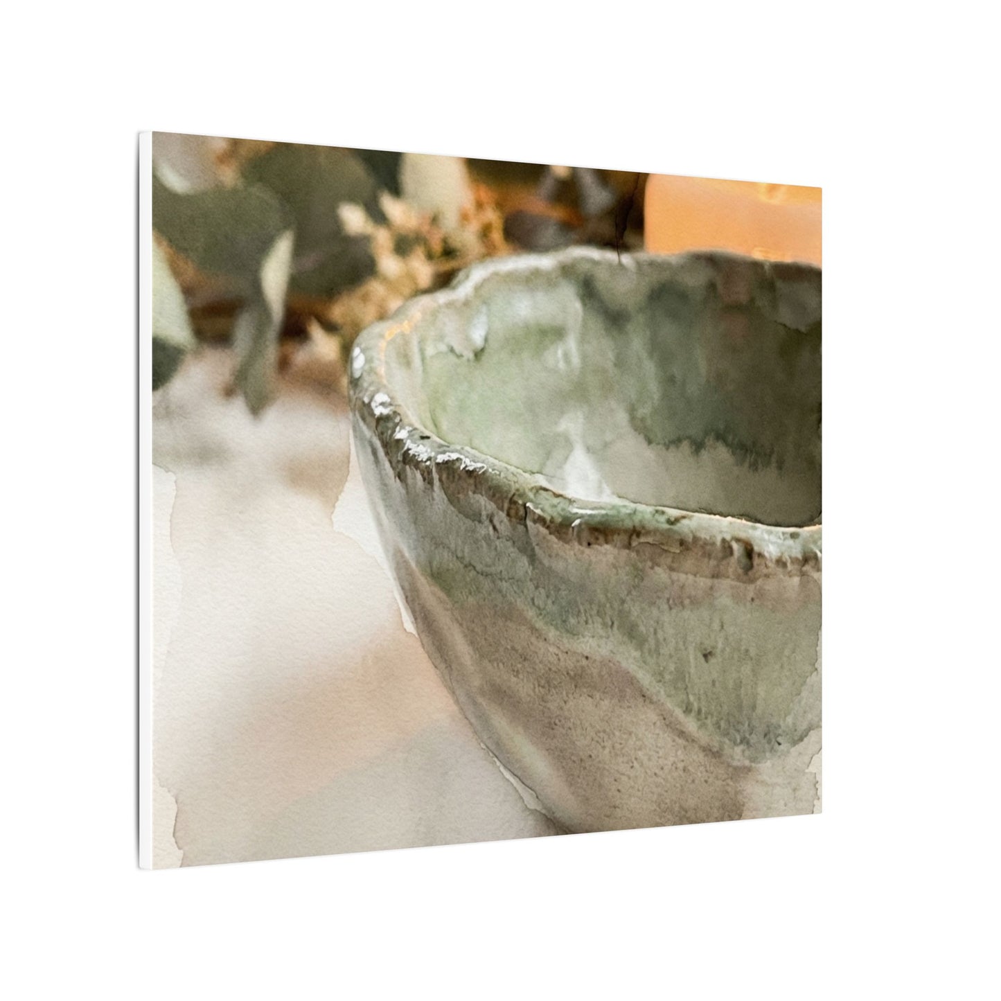 Ceramic Bowl Canvas Art | Summer Japandi Watercolor Art