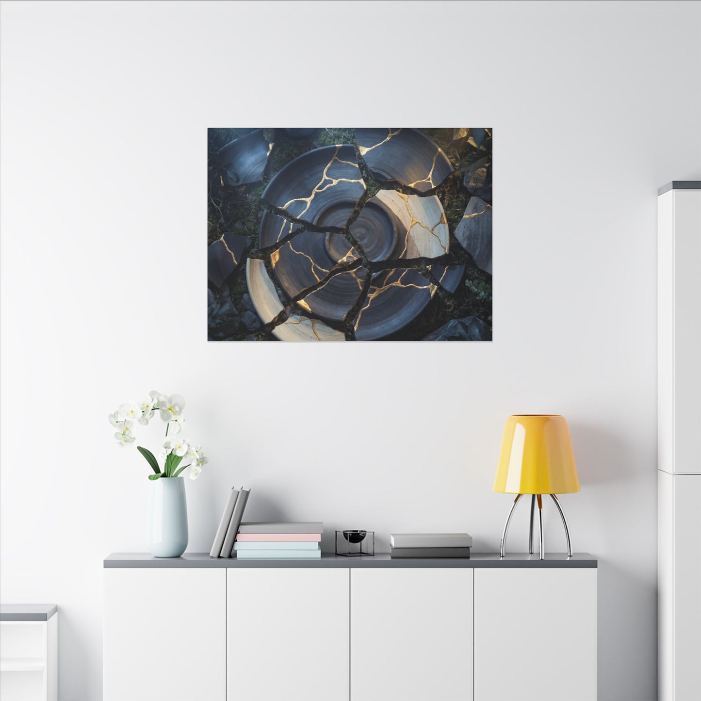 Resilient Broken Pottery Canvas Art - Gold Vein Kintsugi