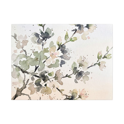 Cherry Blossom Watercolor Canvas Art | Elegant Japandi Art