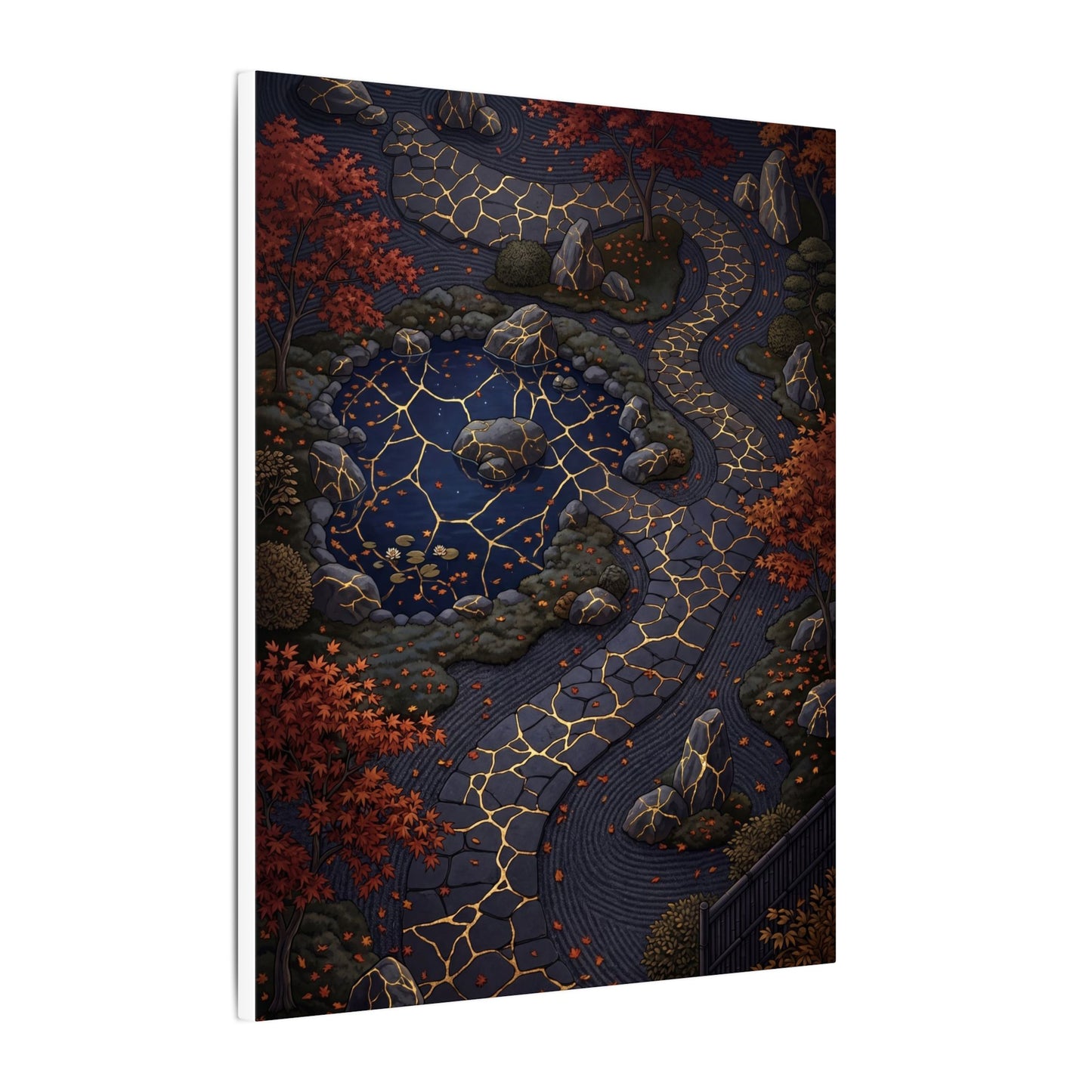 Moonlit Garden Gold Vein Canvas Art | Resilient Kintsugi Art