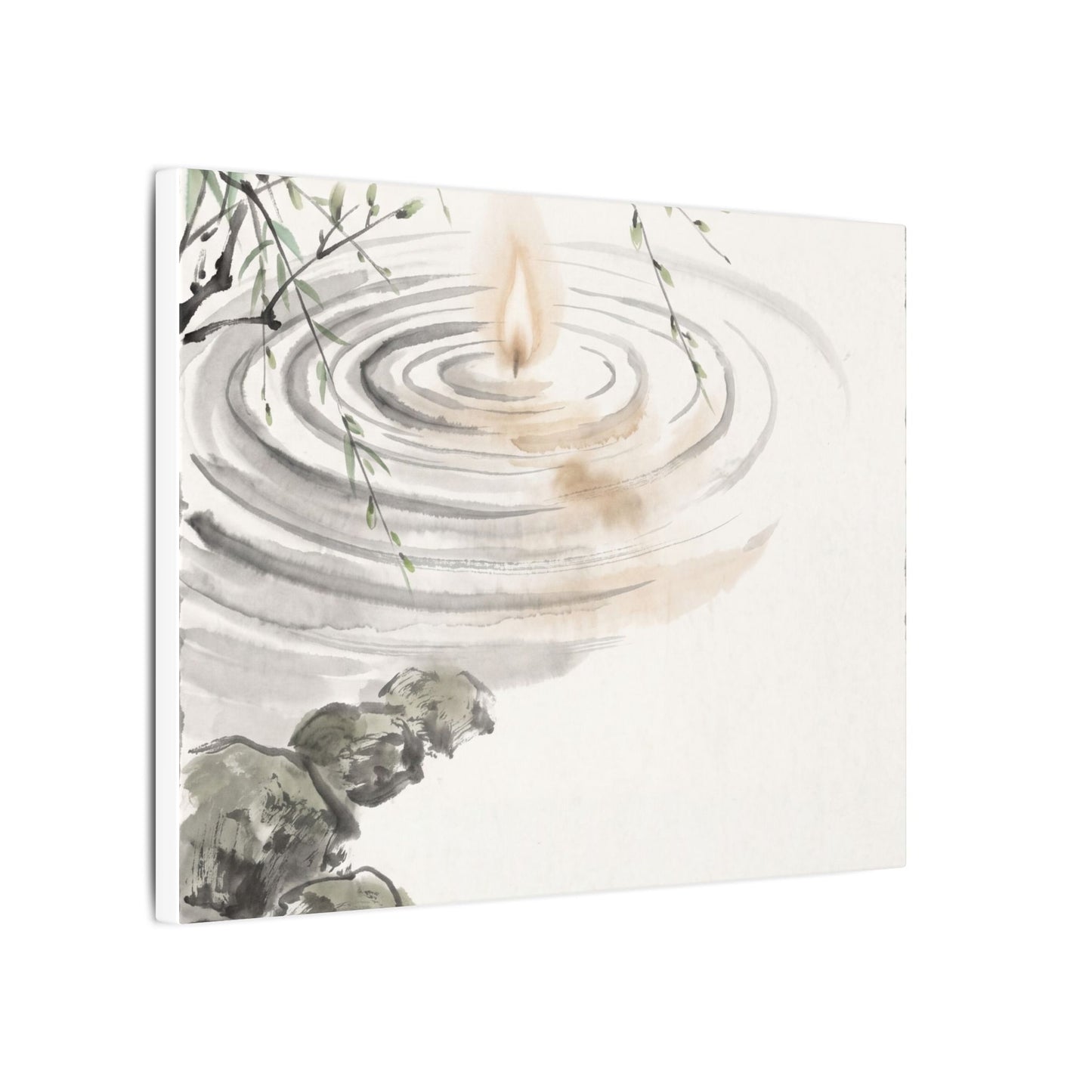 Water Ripple Sumi E Canvas Art | Tranquil Zen Art