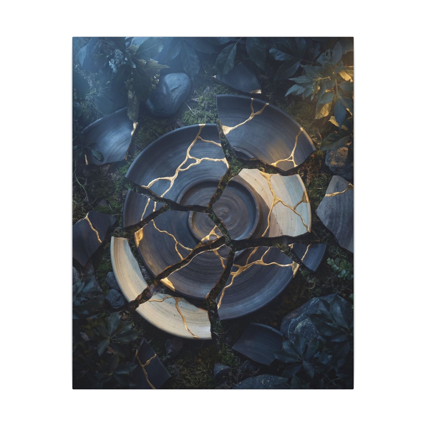 Resilient Broken Pottery Canvas Art - Gold Vein Kintsugi