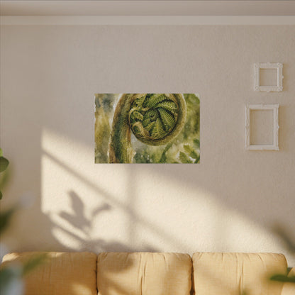 Japandi Fern Unfurling in Dappled | Watercolor Canvas Art