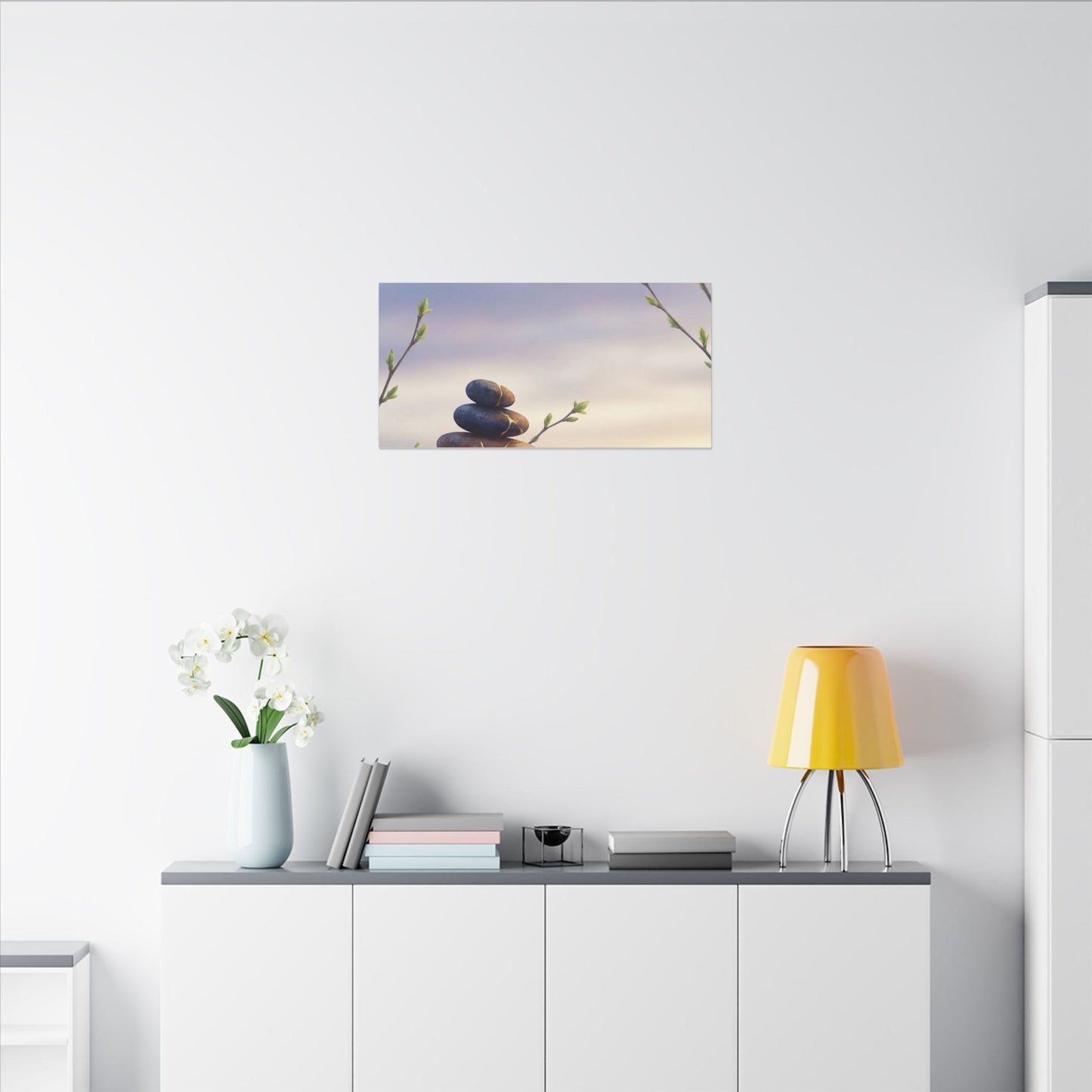 Spring River Stones Gold Vein Canvas Art | Philosophical Decor