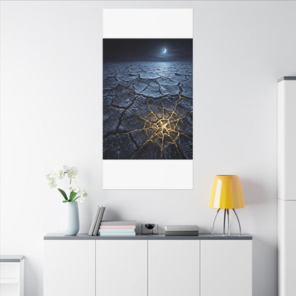 Moonlight Cracked Earth Canvas Art - Kintsugi Mono No Aware