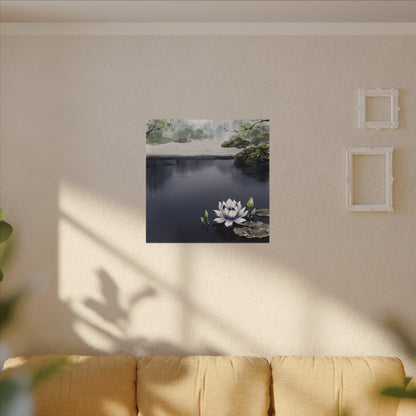 Lotus Flower Karesansui Canvas Art | Tranquil Zen Art
