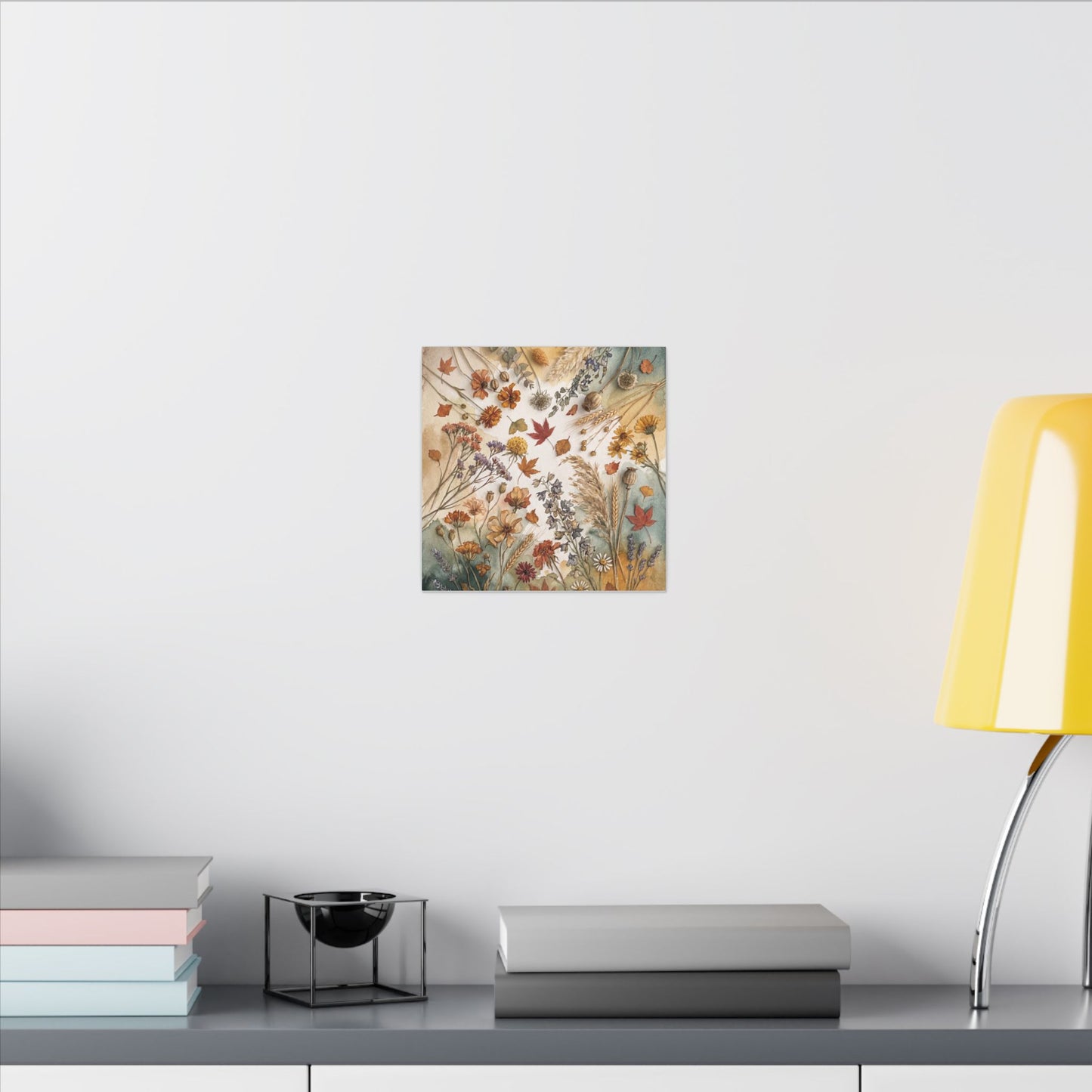 Dried Flowers Canvas Art | Autumn Japandi Watercolor Art