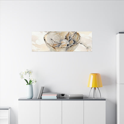 Ceramic Bowl Canvas Art | Winter Japandi Watercolor Art