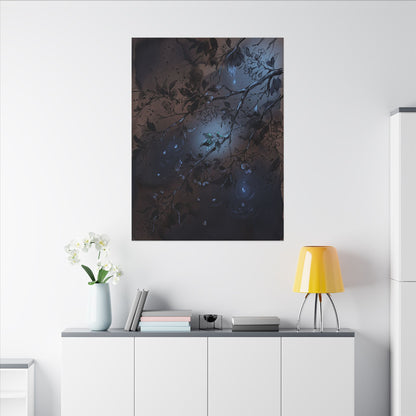 Bold Cherry Blossom Canvas Art - Charcoal Ink Dark Japandi