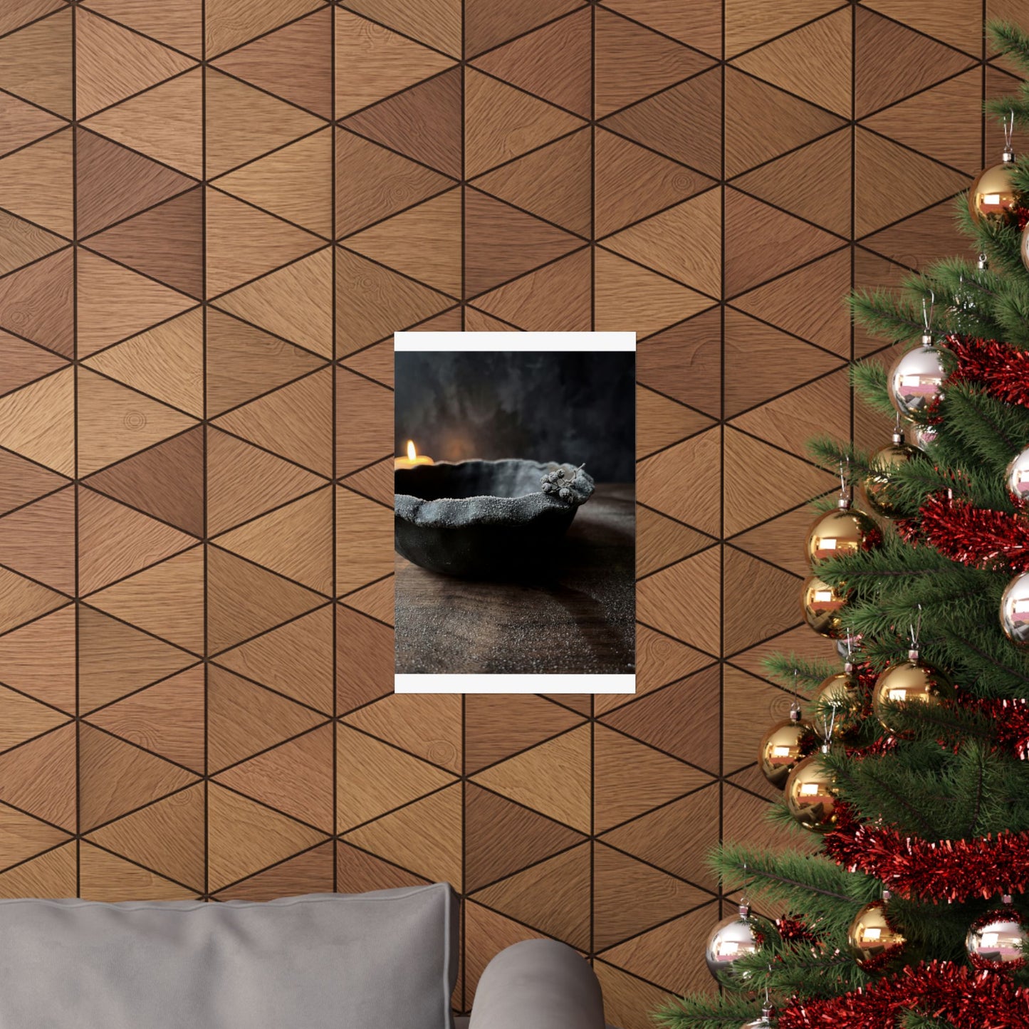 Luxurious Ceramic Bowl Wall Art Print - Shadow Zen Dark Japandi