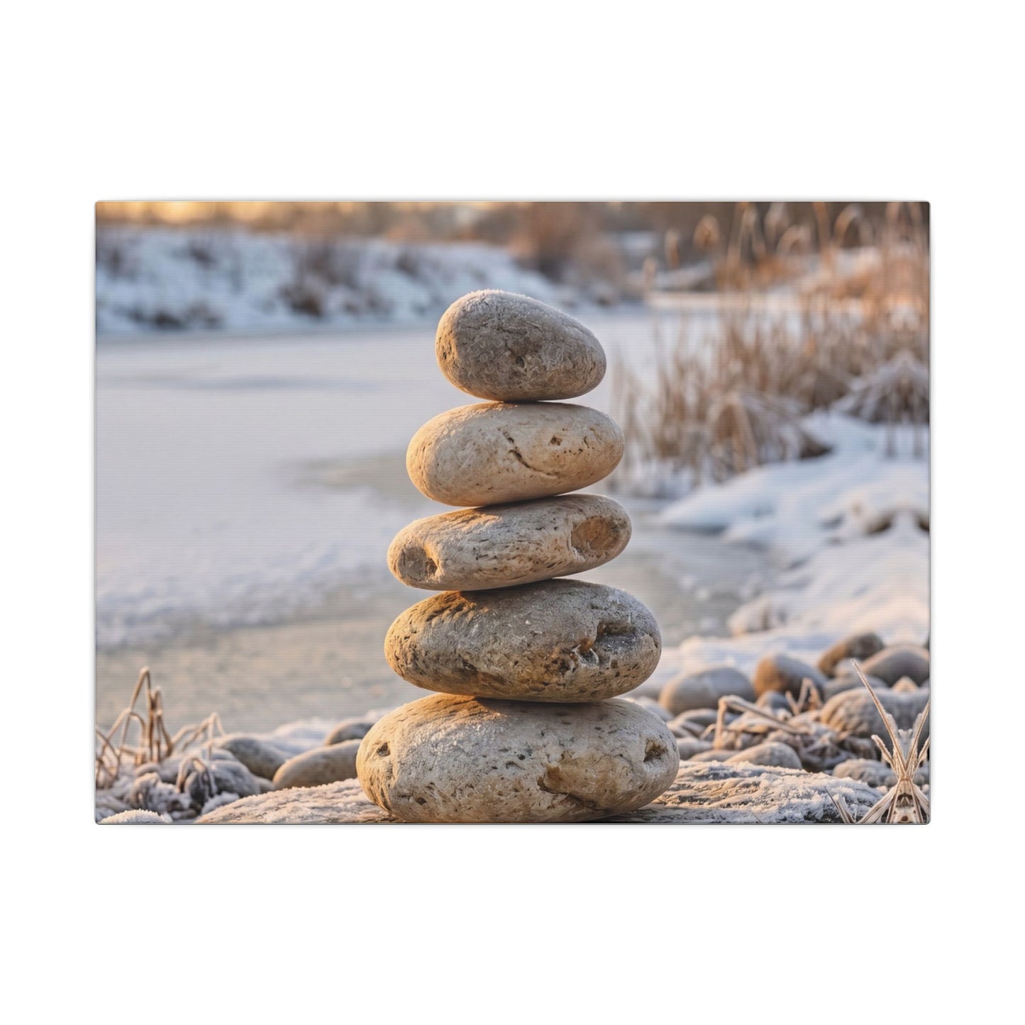 Ma River Stones Canvas Art - Japandi Japanese Pattern