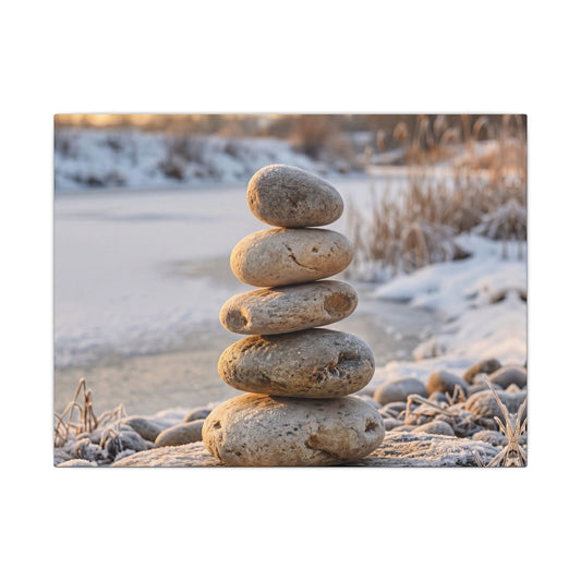 Ma River Stones Canvas Art - Japandi Japanese Pattern