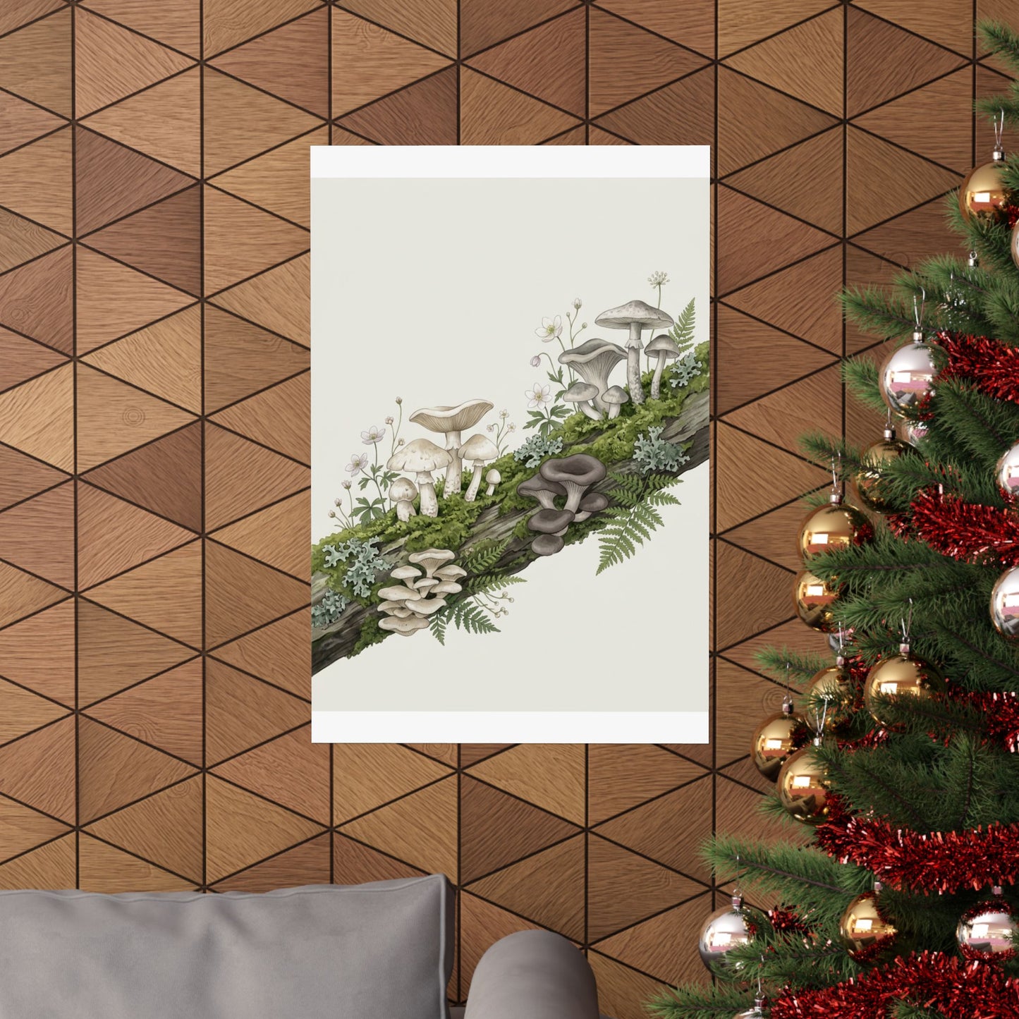 Dried Flowers Japanese Pattern Wall Art Print | Cozy Japandi Art