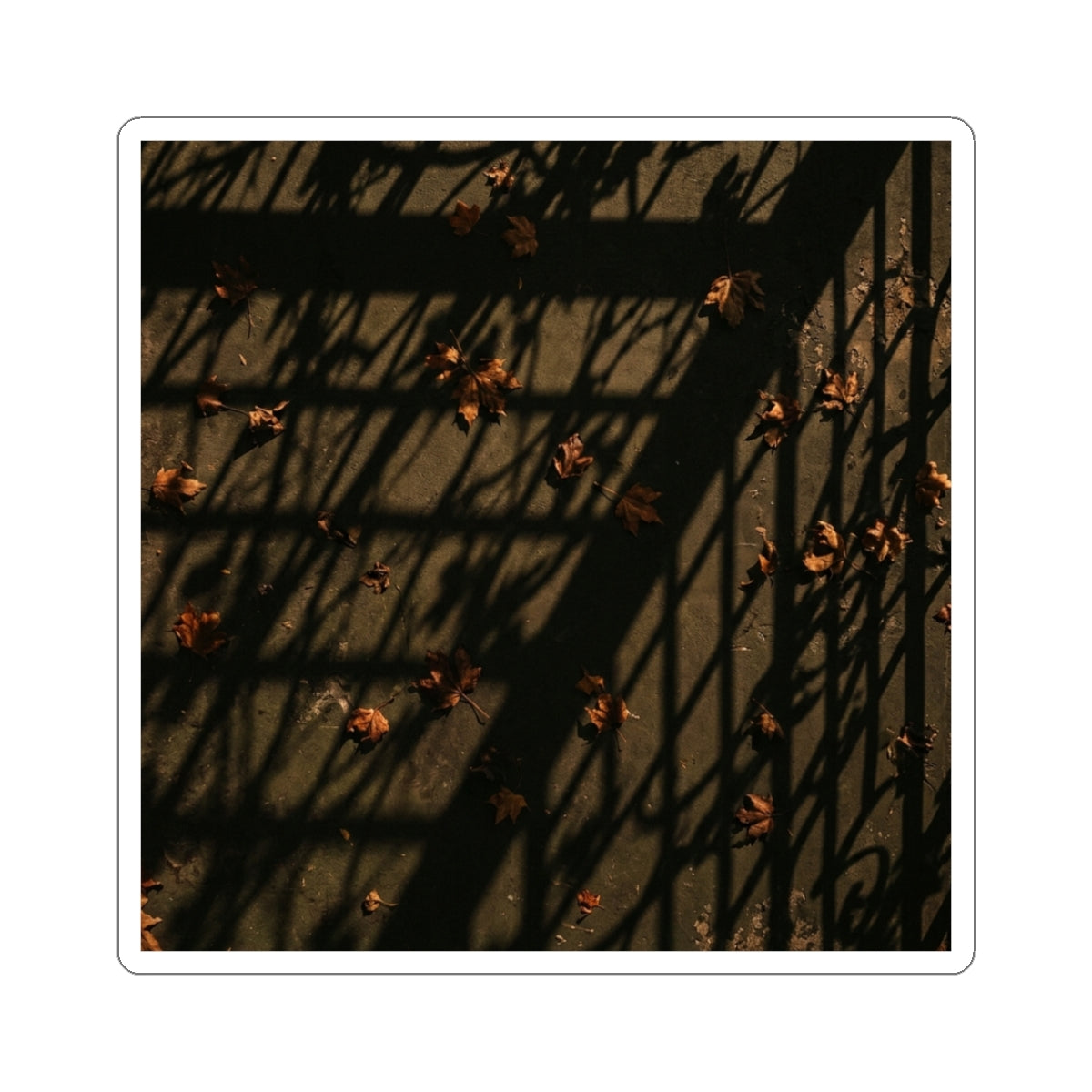 Golden Hour Shadow Play Sticker - Dark Japandi Kanso Art Print