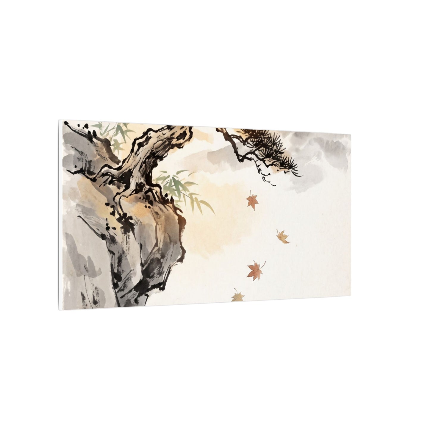Peaceful Pine Tree Canvas Art - Sumi E Zen