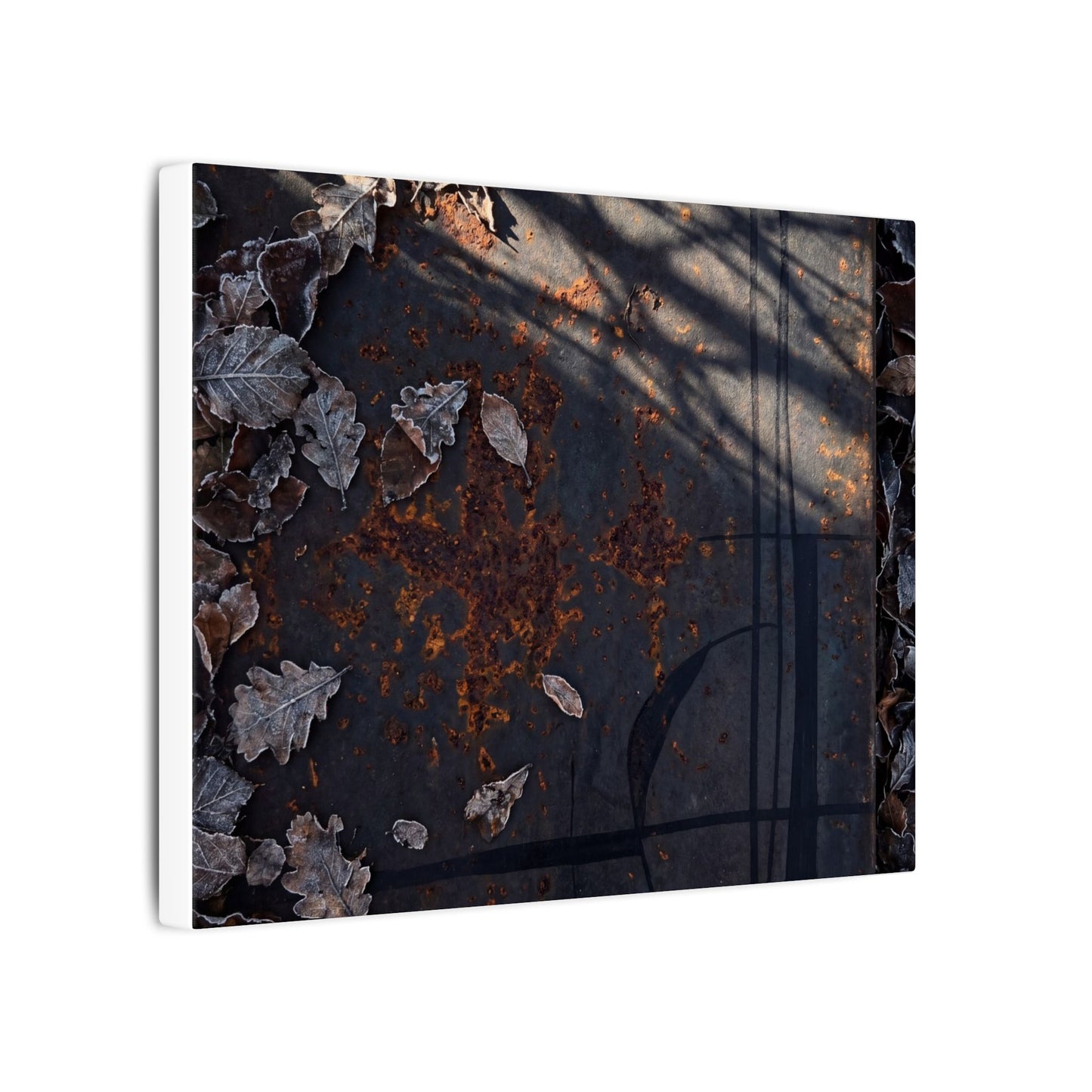 Shibui Rust Patina Canvas Art - Dark Japandi Charcoal Ink