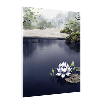 Lotus Flower Karesansui Canvas Art | Tranquil Zen Art