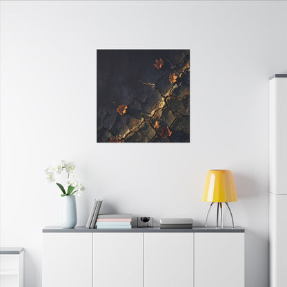 Cracked Earth Canvas Art | Autumn Dark Japandi Dark Texture Art