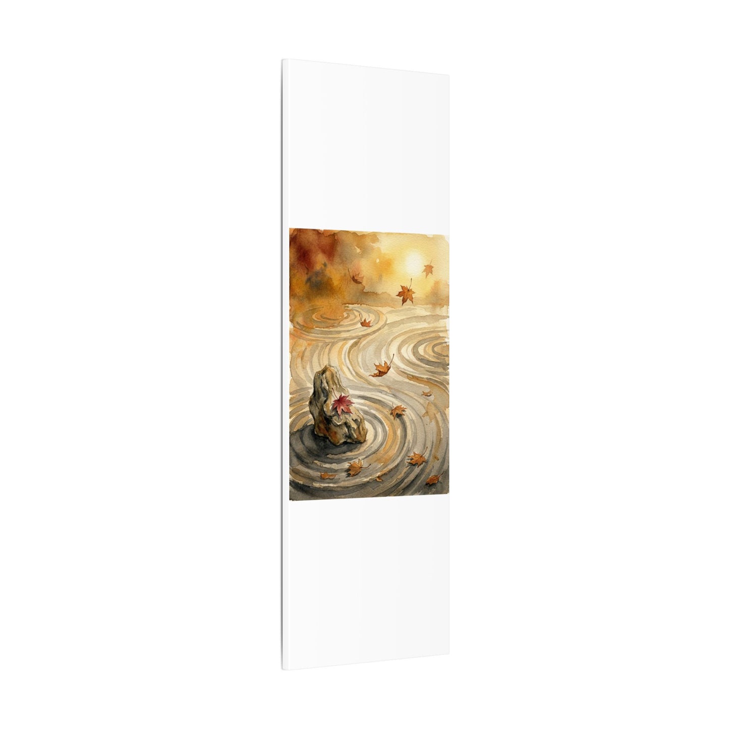 Autumn Rock Garden Watercolor Canvas Art | Neutral Decor