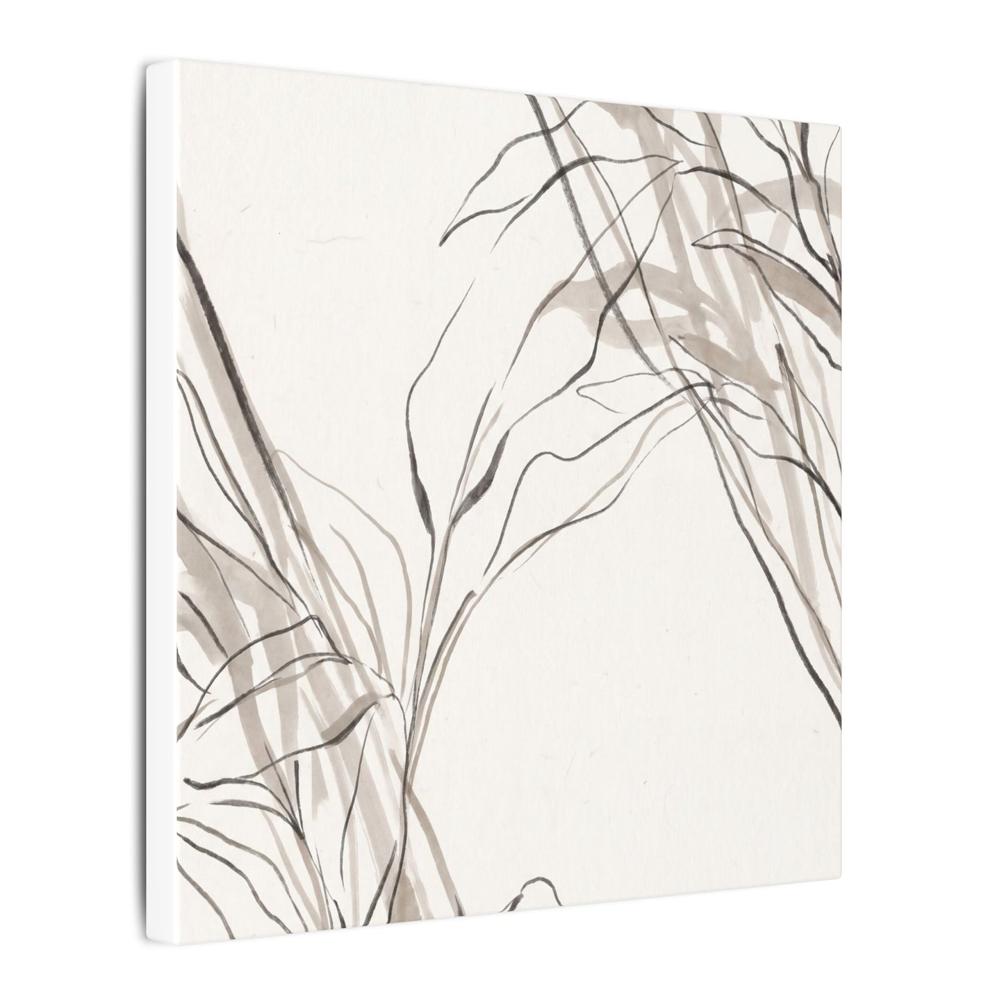 Neutral Shoji Screen Canvas Art - Minimal Line Japandi