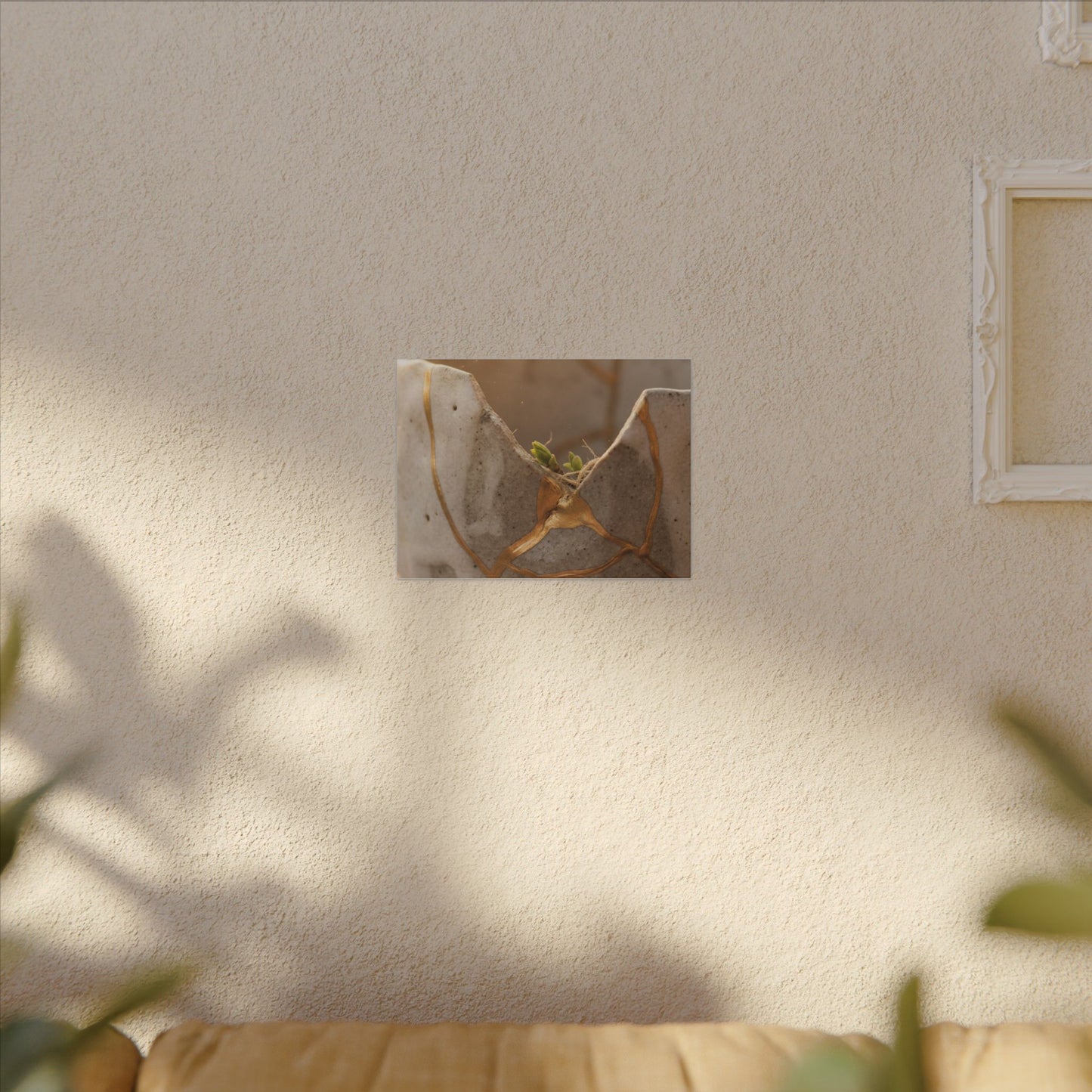 Golden Hour Broken Pottery Canvas Art - Japandi Kanso