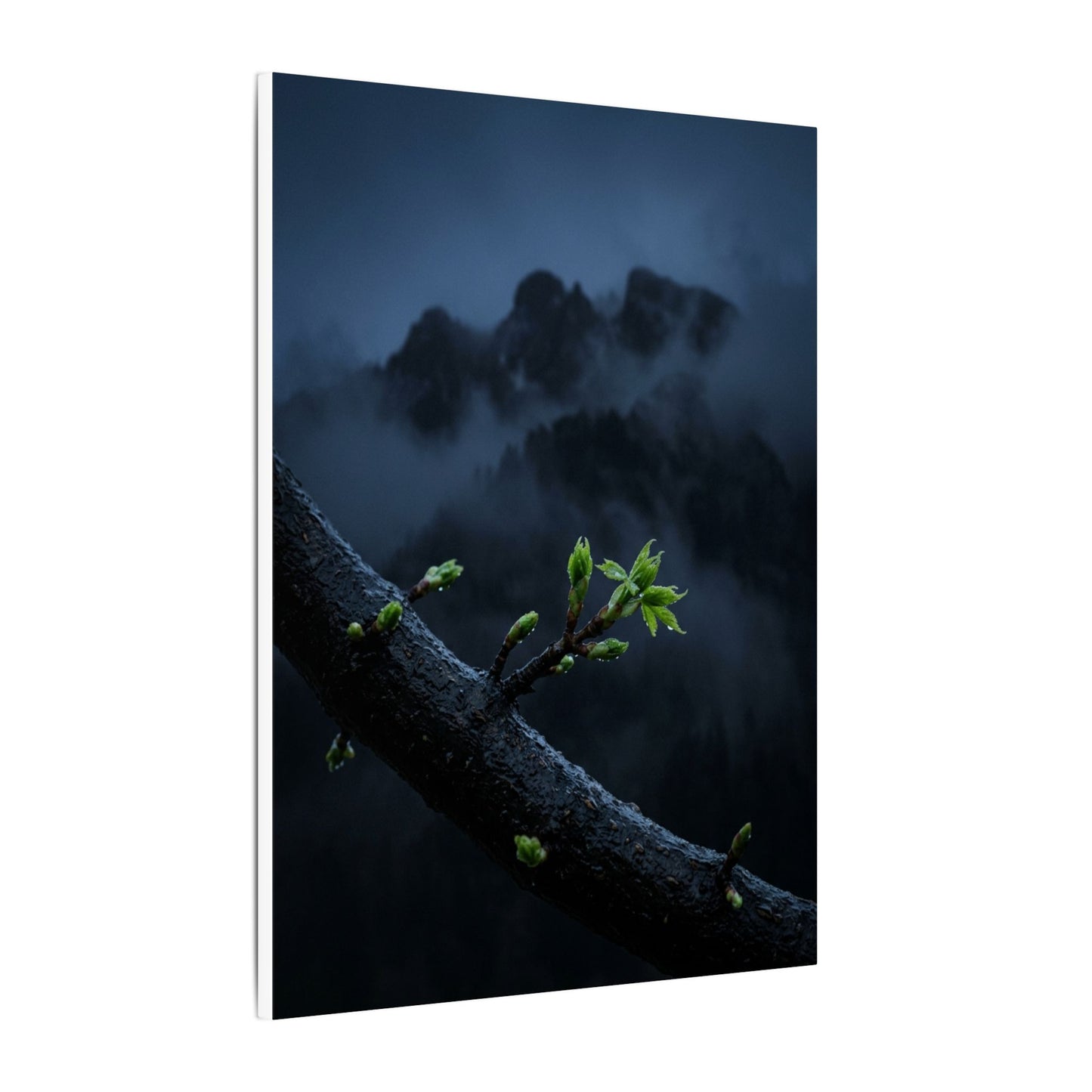 Moonlight Mountain Mist Canvas Art - Dark Japandi Kanso