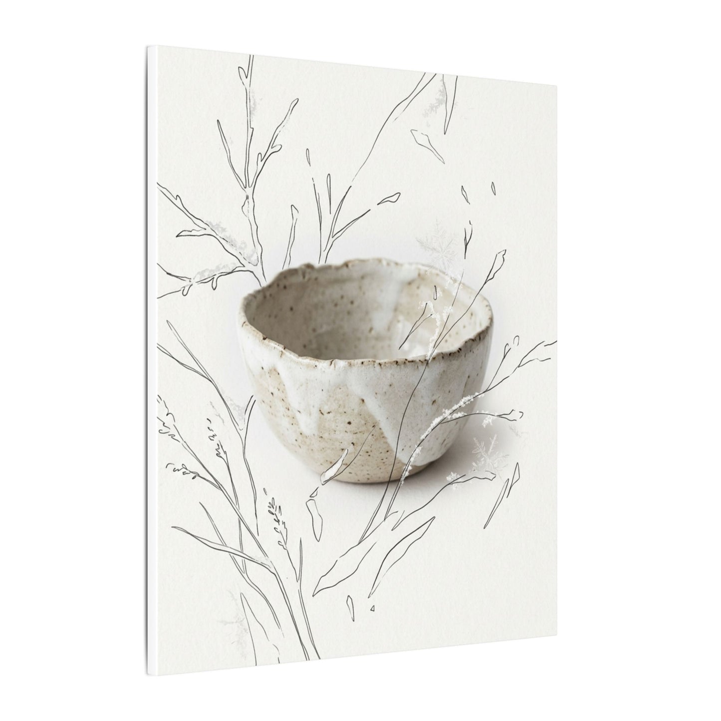 Neutral Ceramic Bowl Canvas Art - Minimal Line Japandi