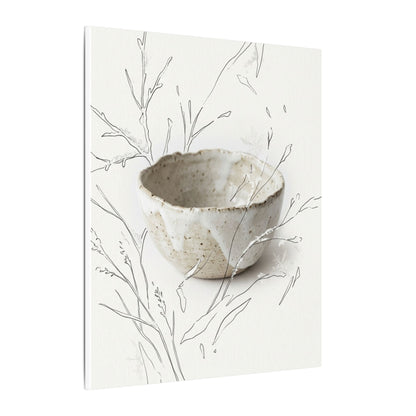 Neutral Ceramic Bowl Canvas Art - Minimal Line Japandi