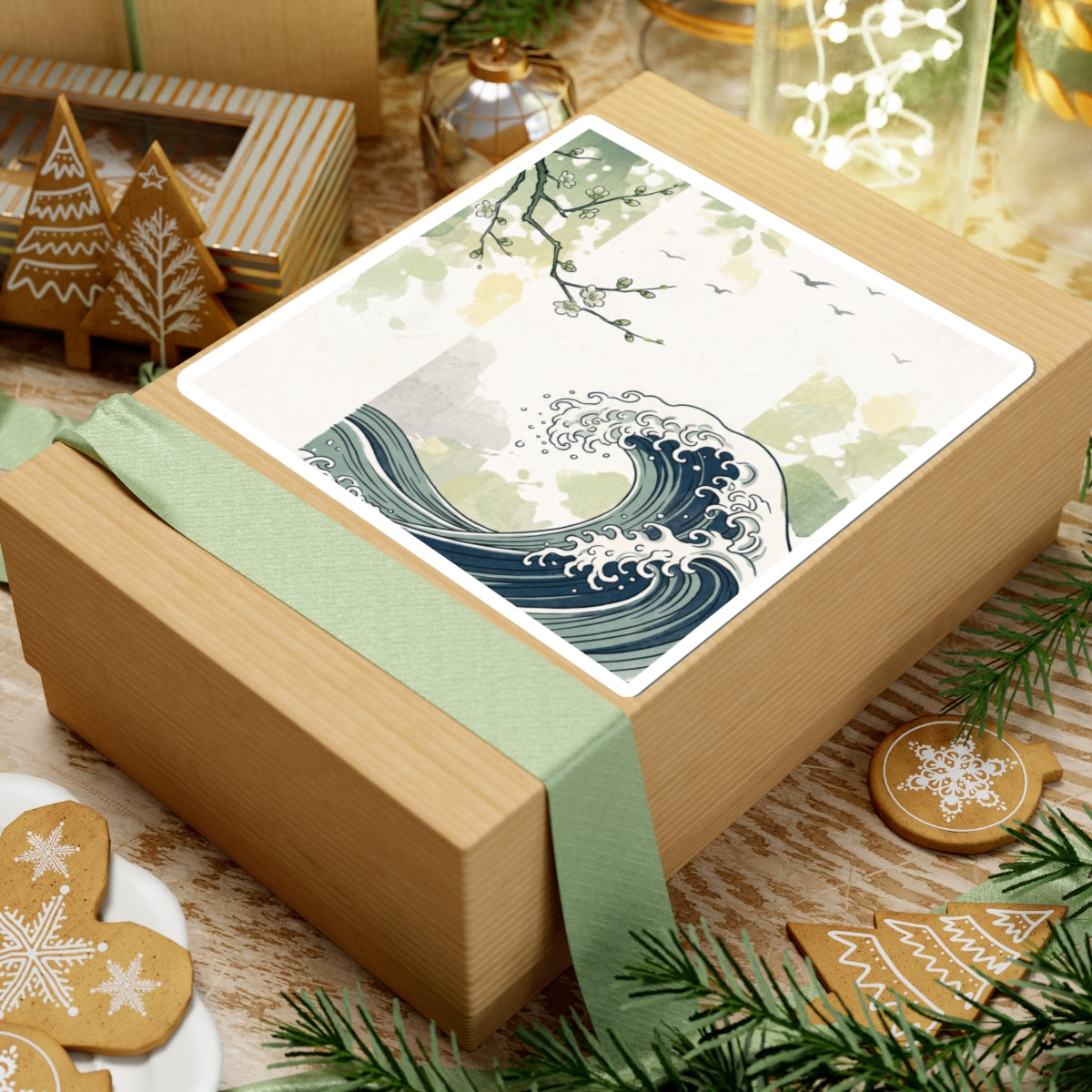 Spring Ocean Wave Ukiyo E Inspired Sticker | Calm Decor