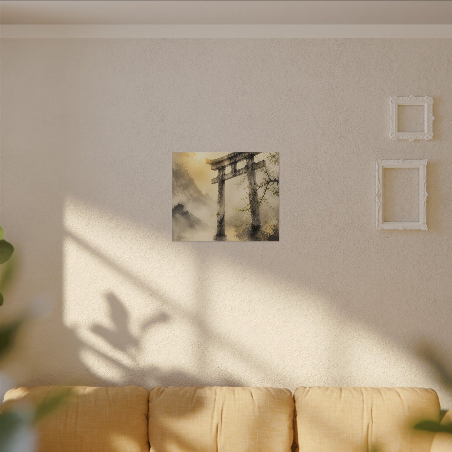 Spring Torii Gate Sumi E Canvas Art | Tranquil Decor