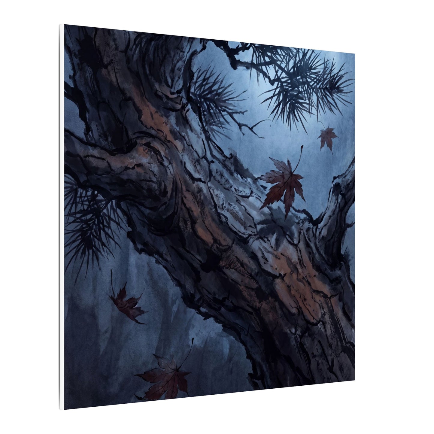 Atmospheric Pine Tree Canvas Art - Shadow Zen Dark Japandi