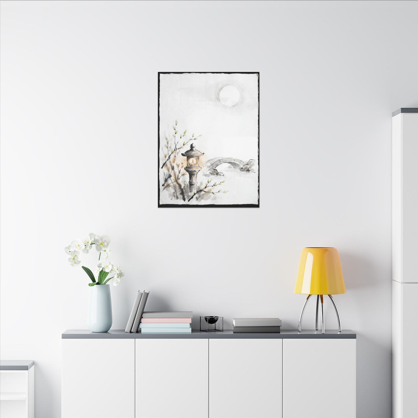 Moonlit Garden Spring Canvas Art | Zen Contemplative Design