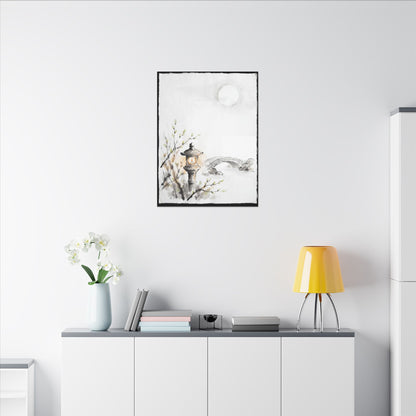 Moonlit Garden Spring Canvas Art | Zen Contemplative Design