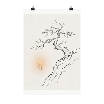 Spring Pine Tree Minimal Line Wall Art Print | Warm Decor Art Print
