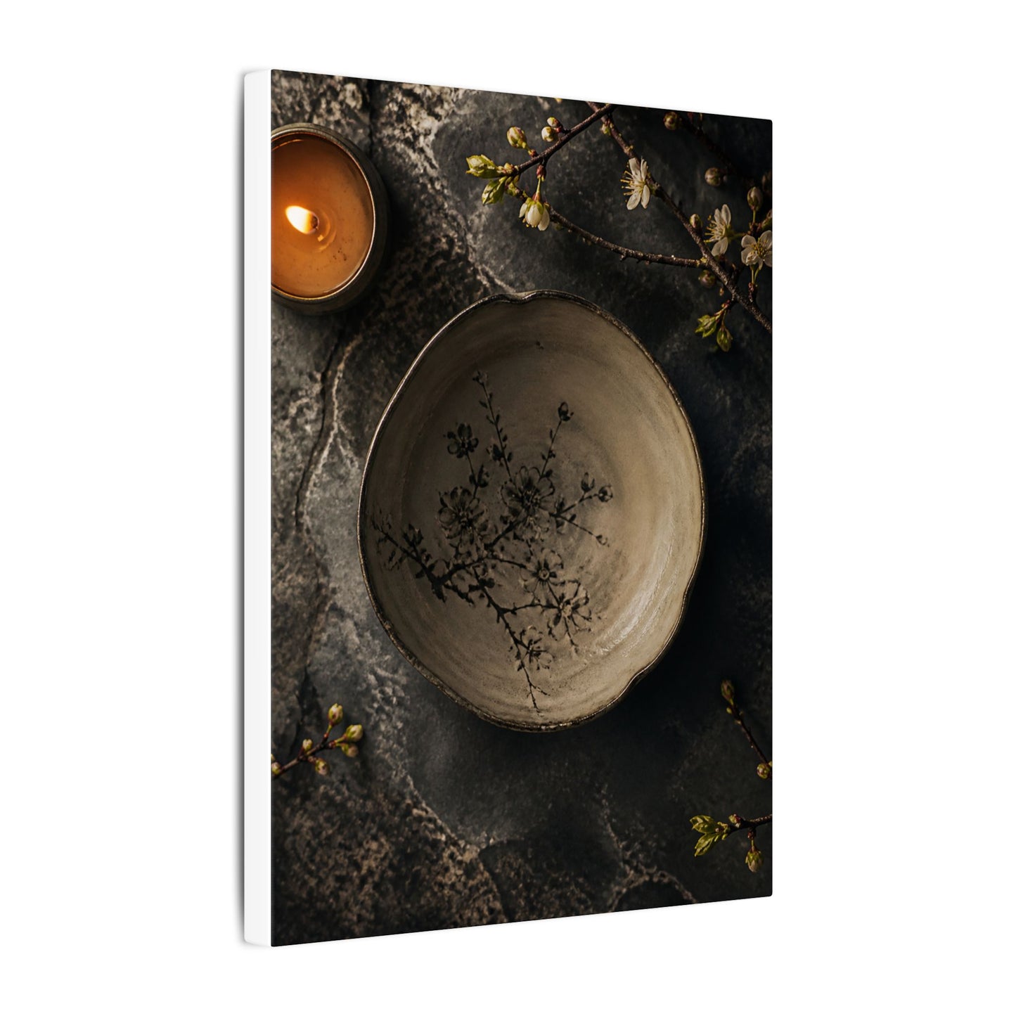 Ceramic Bowl Spring Canvas Art | Japandi Earthy Design